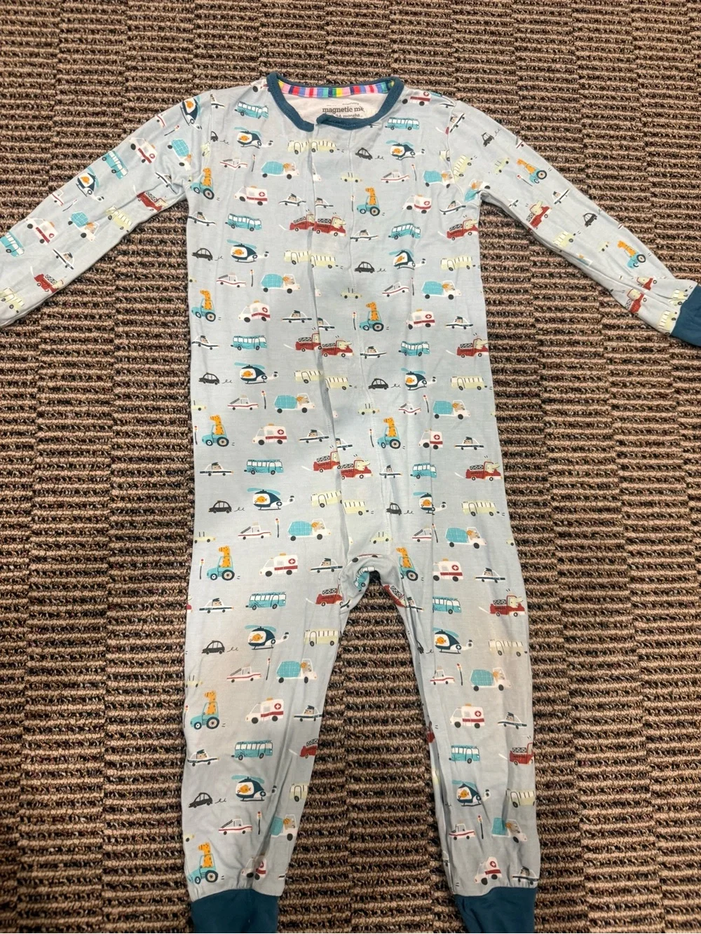 Magnetic Me bamboo one piece pj 18-24m with Vehicle Print